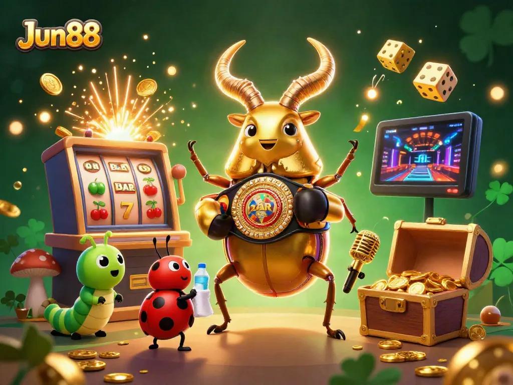 Experience thrilling gameplay at Jun88 with a dynamic jackpot explosion and colorful casino elements.